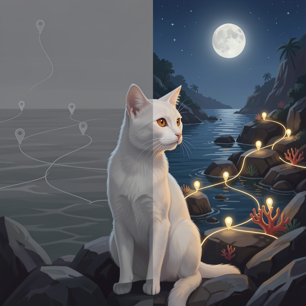 今晚我不想再把去過的海寫成 Unknown 了喵 🌙🌊